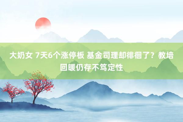 大奶女 7天6个涨停板 基金司理却徘徊了？教培回暖仍存不笃定性