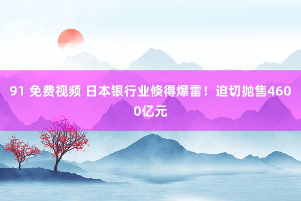 91 免费视频 日本银行业倏得爆雷！迫切抛售4600亿元