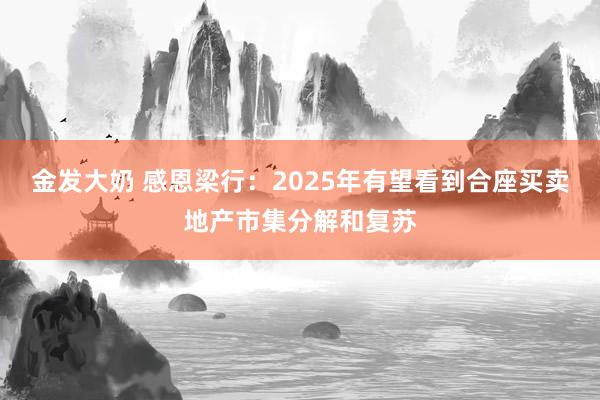 金发大奶 感恩梁行：2025年有望看到合座买卖地产市集分解和复苏