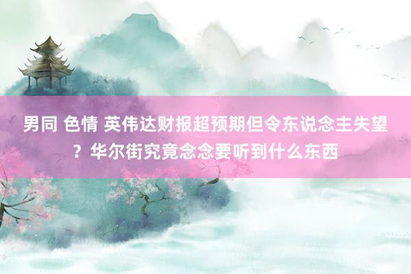 男同 色情 英伟达财报超预期但令东说念主失望？华尔街究竟念念要听到什么东西