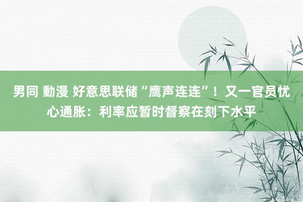 男同 動漫 好意思联储“鹰声连连”！又一官员忧心通胀：利率应暂时督察在刻下水平