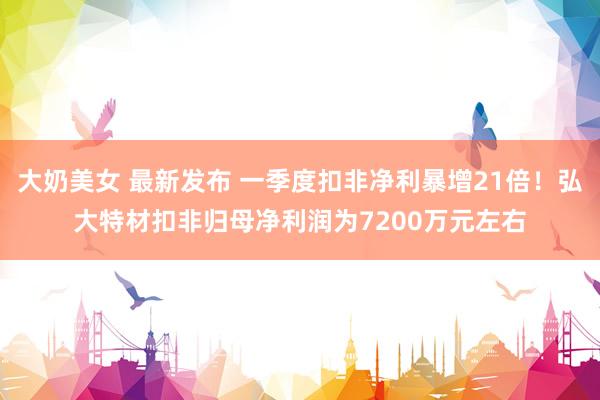 大奶美女 最新发布 一季度扣非净利暴增21倍！弘大特材扣非归母净利润为7200万元左右
